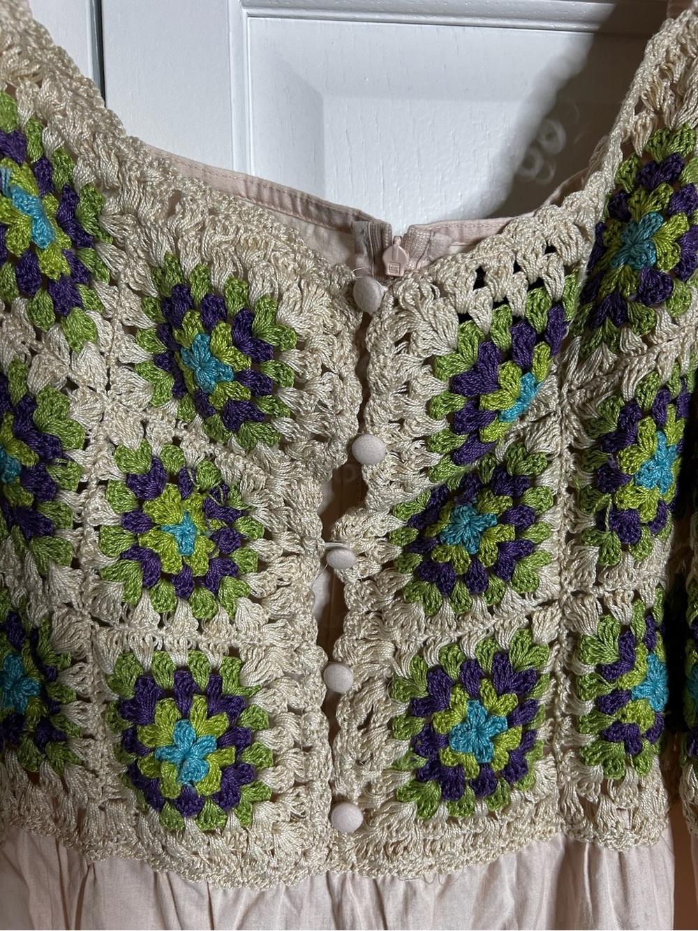 ASOS Cream Tunic with Crochet Floral Bodice - Picture 4 of 6